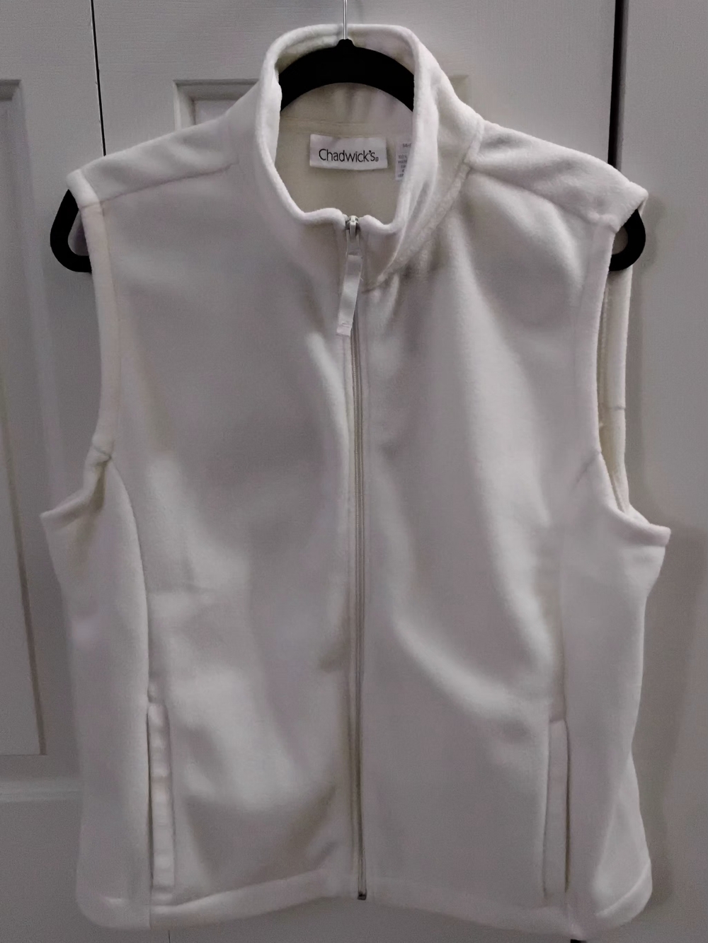 Chadwicks Fleece Vest With Pockets, Cream, XL